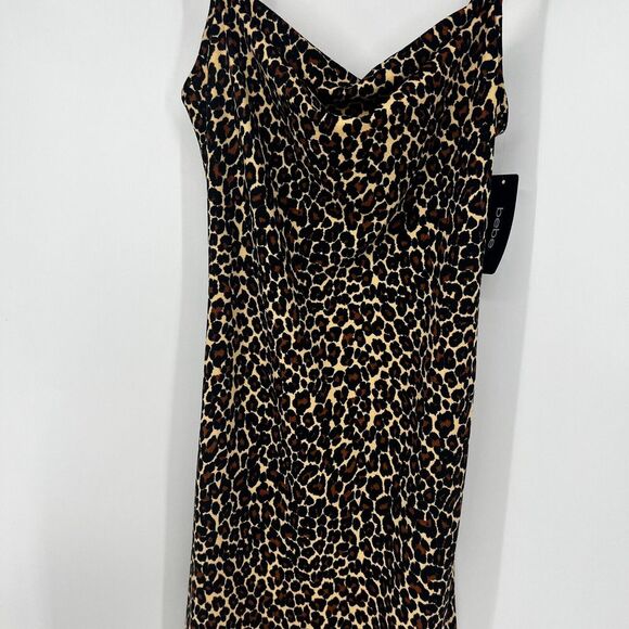 BEBE Maxi Dress Womens Size M Cowl Neck Spaghetti Strap Slit Cheetah NWT Leopard - Picture 7 of 16